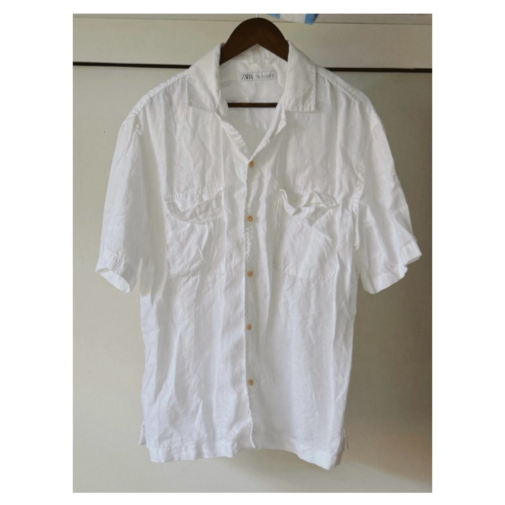 Zara Men's White Linen Shirt